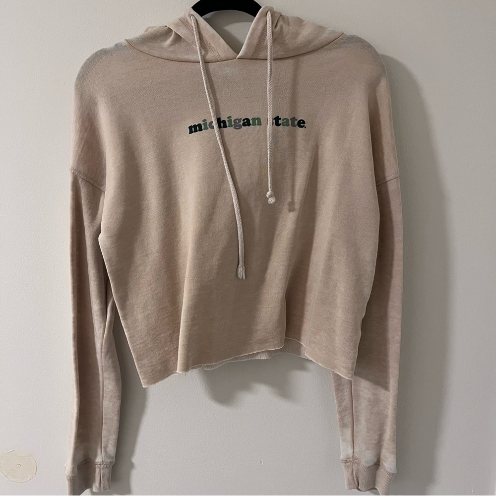 Michigan State University Tan Cropped Hoodie